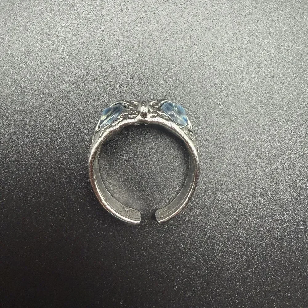 Blue Eye Owl Adjustable Ring Gothic Punk Animal Open Band Men Women Gift Fashion